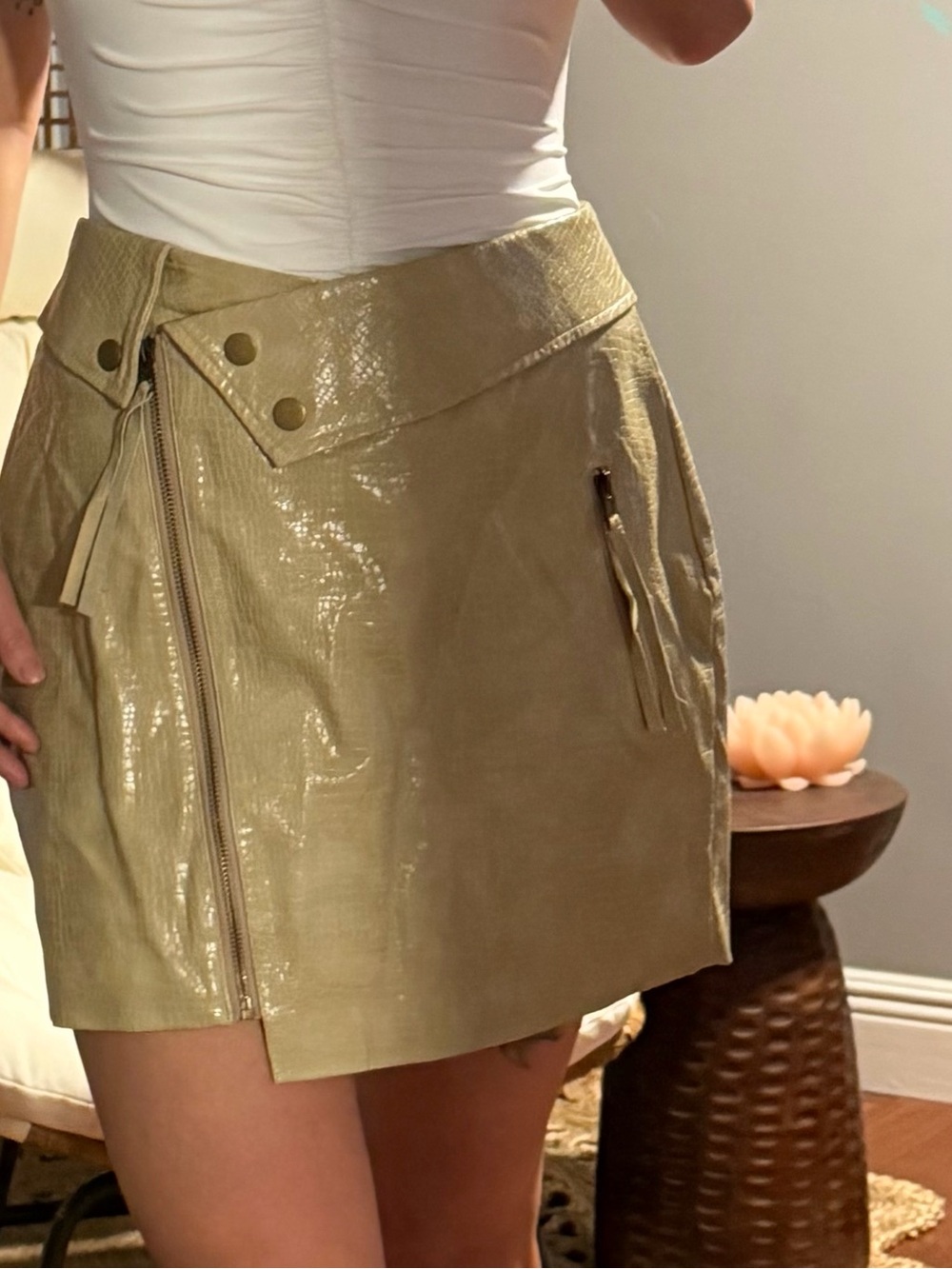 VICI Women's Beige Wrap Mini Skirt